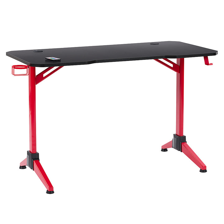 CorLiving - Conqueror Gaming Desk with LED Lights - Red and Black_7