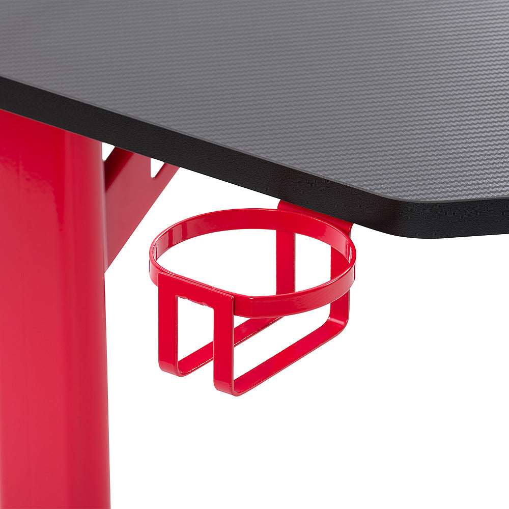 CorLiving - Conqueror Gaming Desk with LED Lights - Red and Black_4