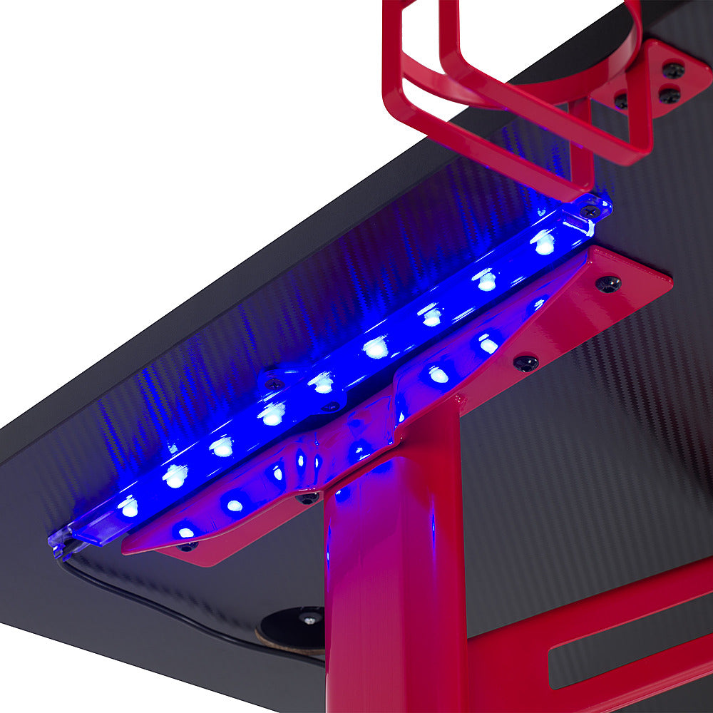 CorLiving - Conqueror Gaming Desk with LED Lights - Red and Black_13