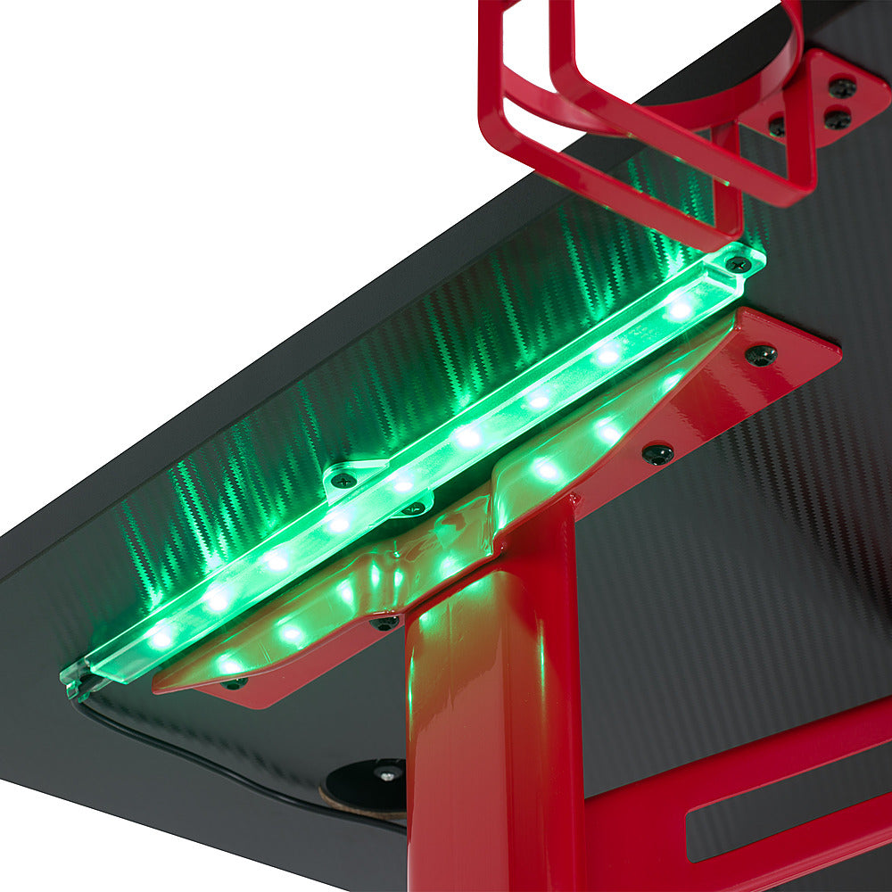 CorLiving - Conqueror Gaming Desk with LED Lights - Red and Black_12