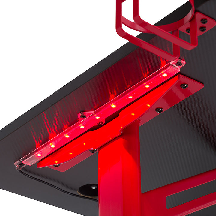 CorLiving - Conqueror Gaming Desk with LED Lights - Red and Black_11