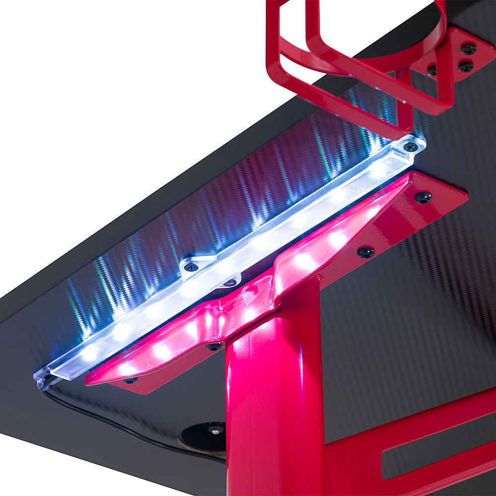 CorLiving - Conqueror Gaming Desk with LED Lights - Red and Black_10