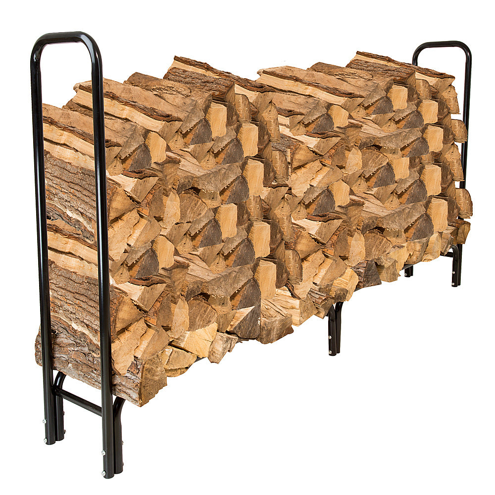 Nature Spring - 8-Foot Firewood Log Rack with Cover - Black_3