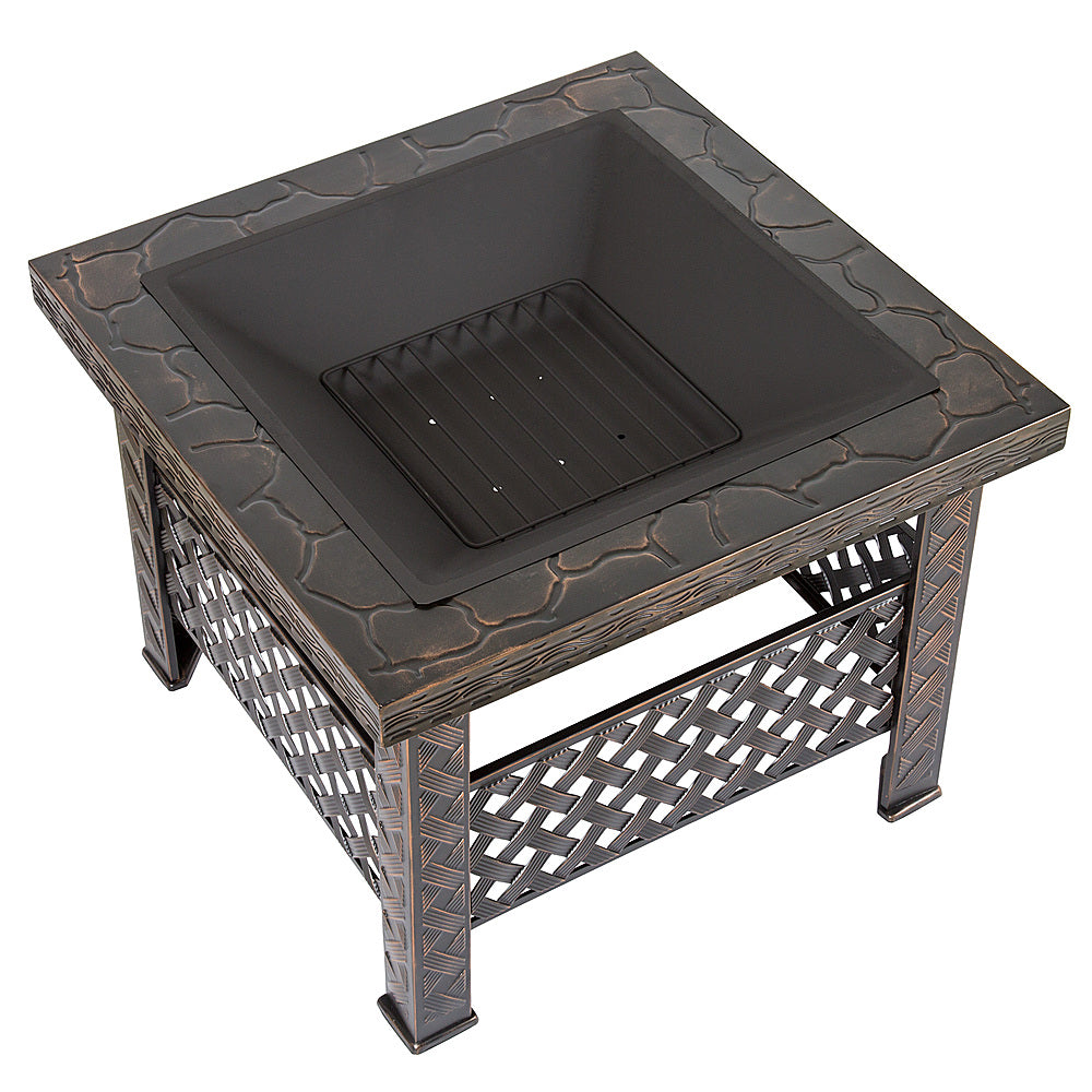 Nature Spring - Square Woven Metal Wood Burning Fire Pit - Bronze_5