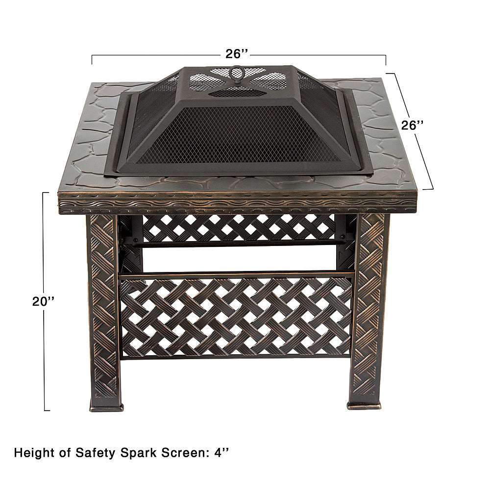 Nature Spring - Square Woven Metal Wood Burning Fire Pit - Bronze_1