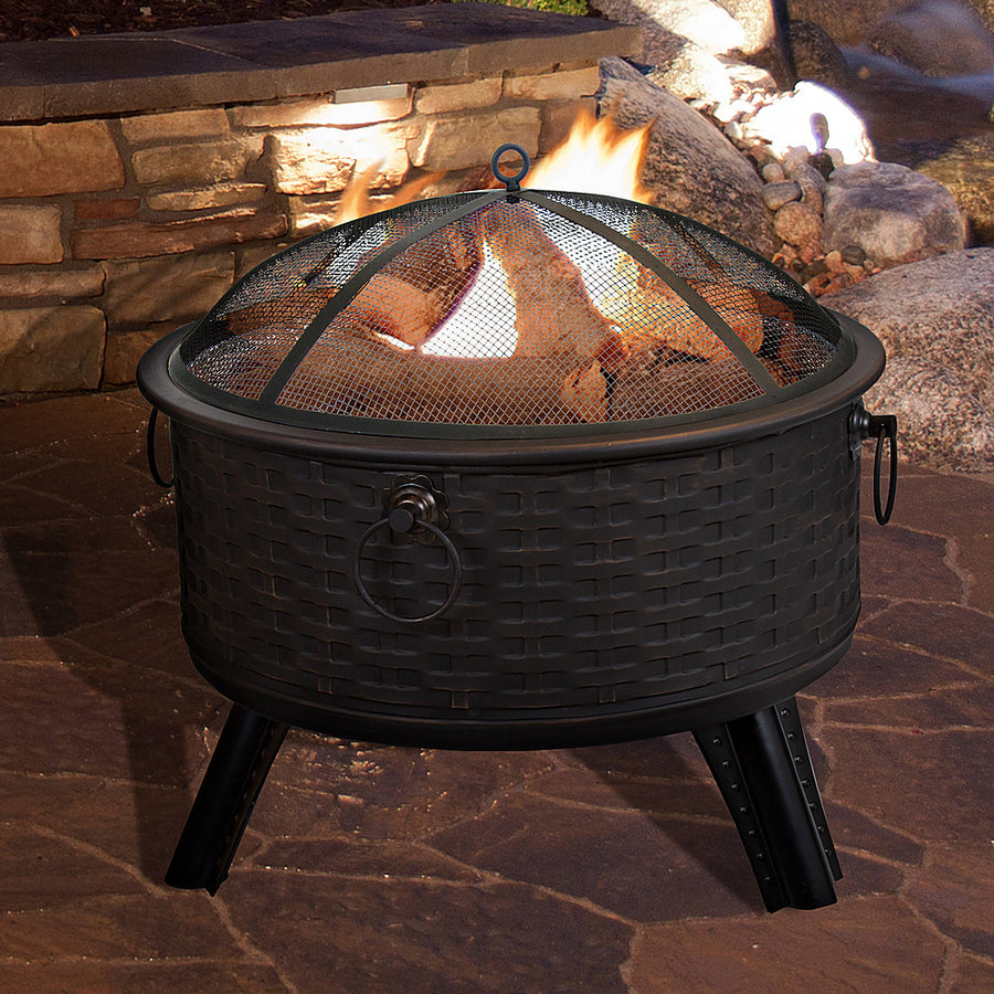 Nature Spring - Round Woven Metal Wood Burning Fire Pit - Bronze_0