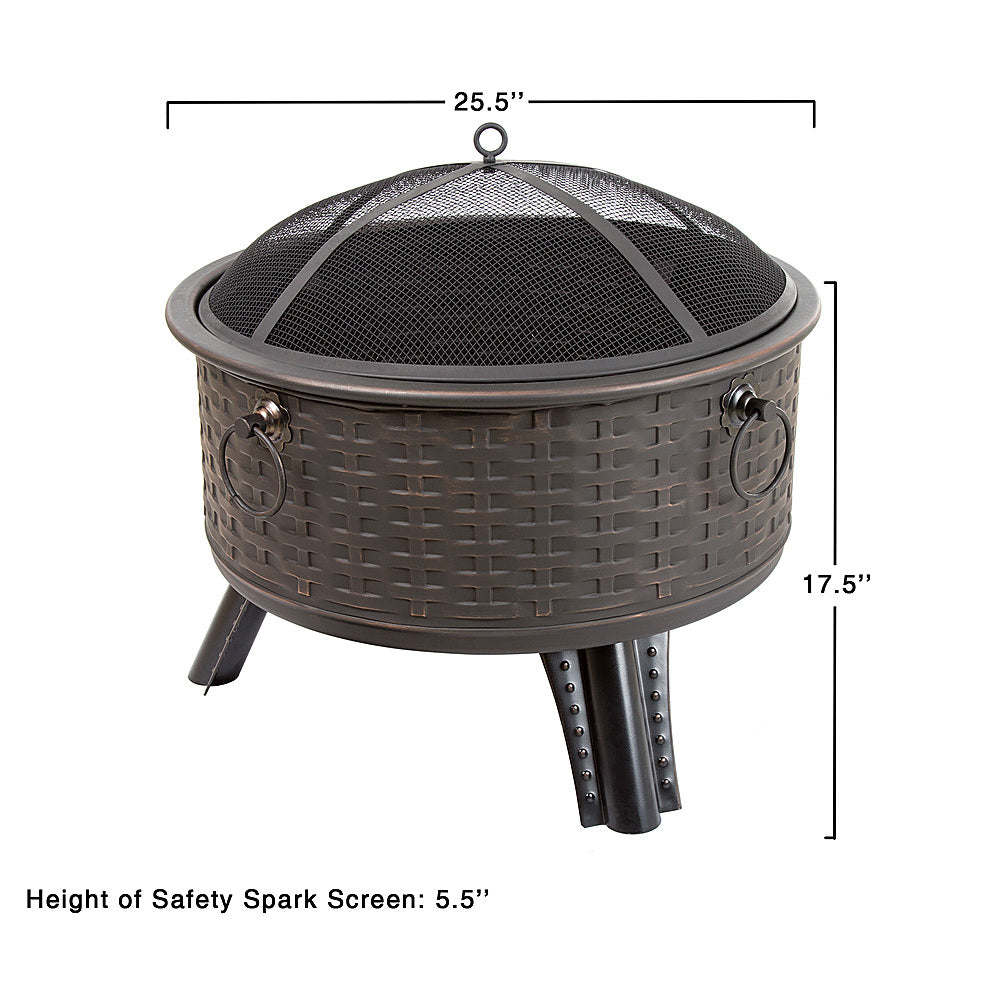 Nature Spring - Round Woven Metal Wood Burning Fire Pit - Bronze_1