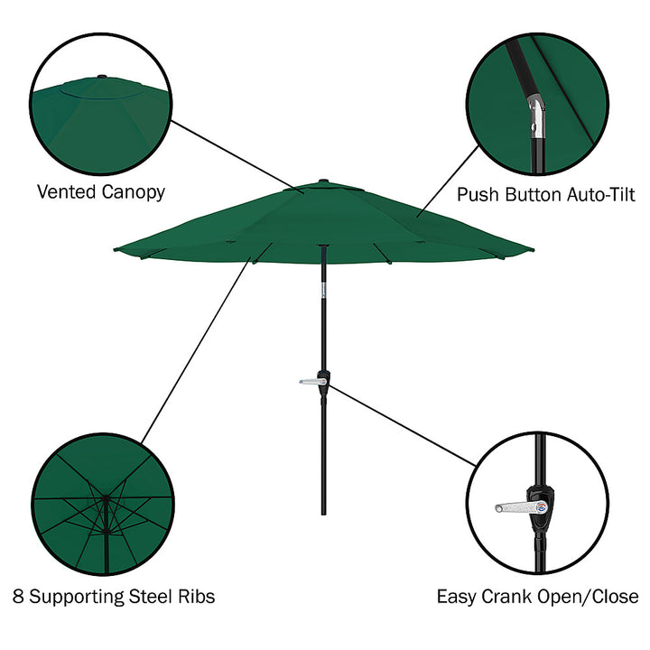 Nature Spring - 10-Foot Patio Half Umbrella with Auto Tilt - Hunter Green_5