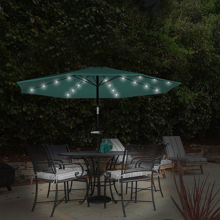 Nature Spring - 10-Foot Patio Deck Shade with Solar Powered LED Lights - Hunter Green_0