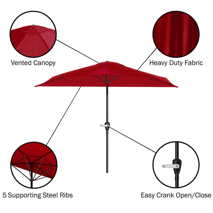 Nature Spring - 9-Foot Half Patio Easy Crank Umbrella - Red_5