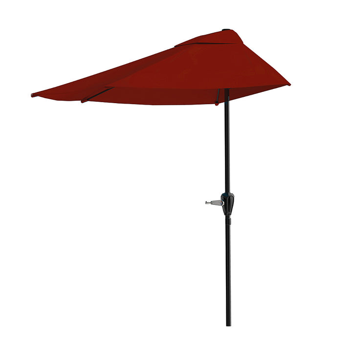 Nature Spring - 9-Foot Half Patio Easy Crank Umbrella - Red_4