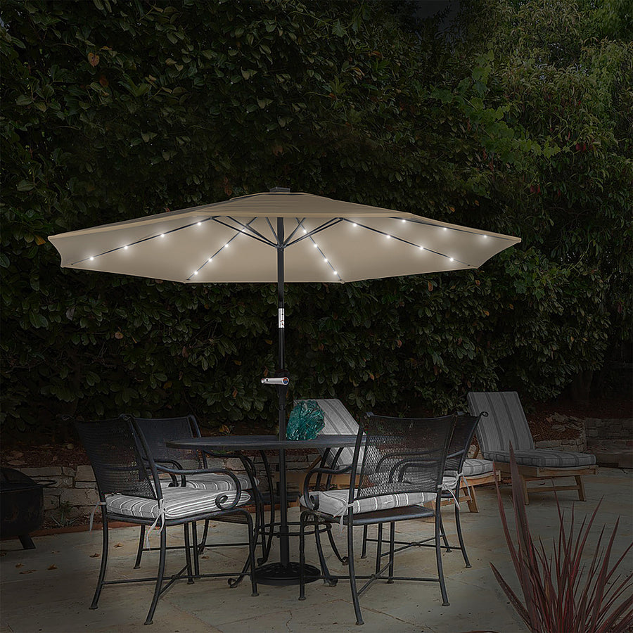 Nature Spring - 10-Foot Solar LED Lighted Patio Umbrella - Sand_0