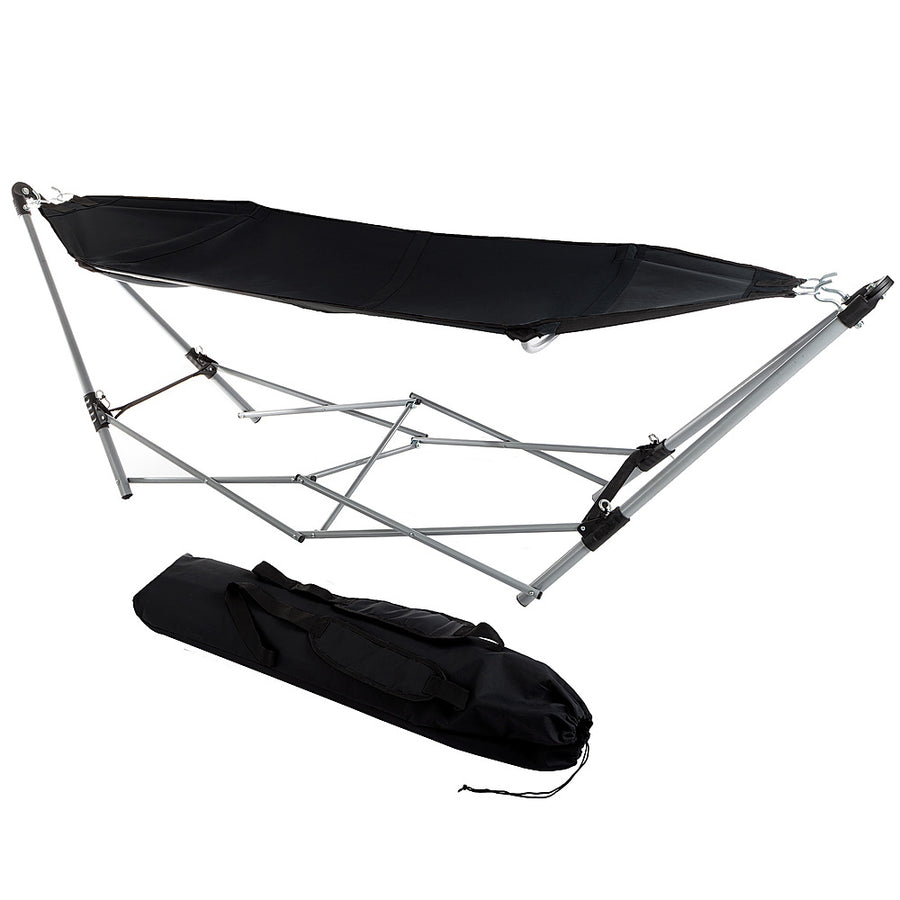Hastings Home - Portable Hammock with Stand and Carrying Bag - Black_0