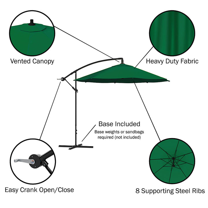 Nature Spring - 10-Foot Offset Cantilever Hanging Patio Umbrella - Hunter Green_4