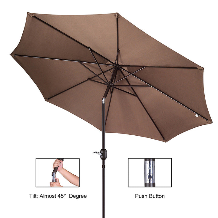 Nature Spring - 9-Foot Outdoor Patio Umbrella with Push Button Tilt - Brown_6
