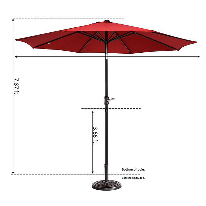 Nature Spring - 9-Foot Outdoor Patio Umbrella with Push Button Tilt - Red_7