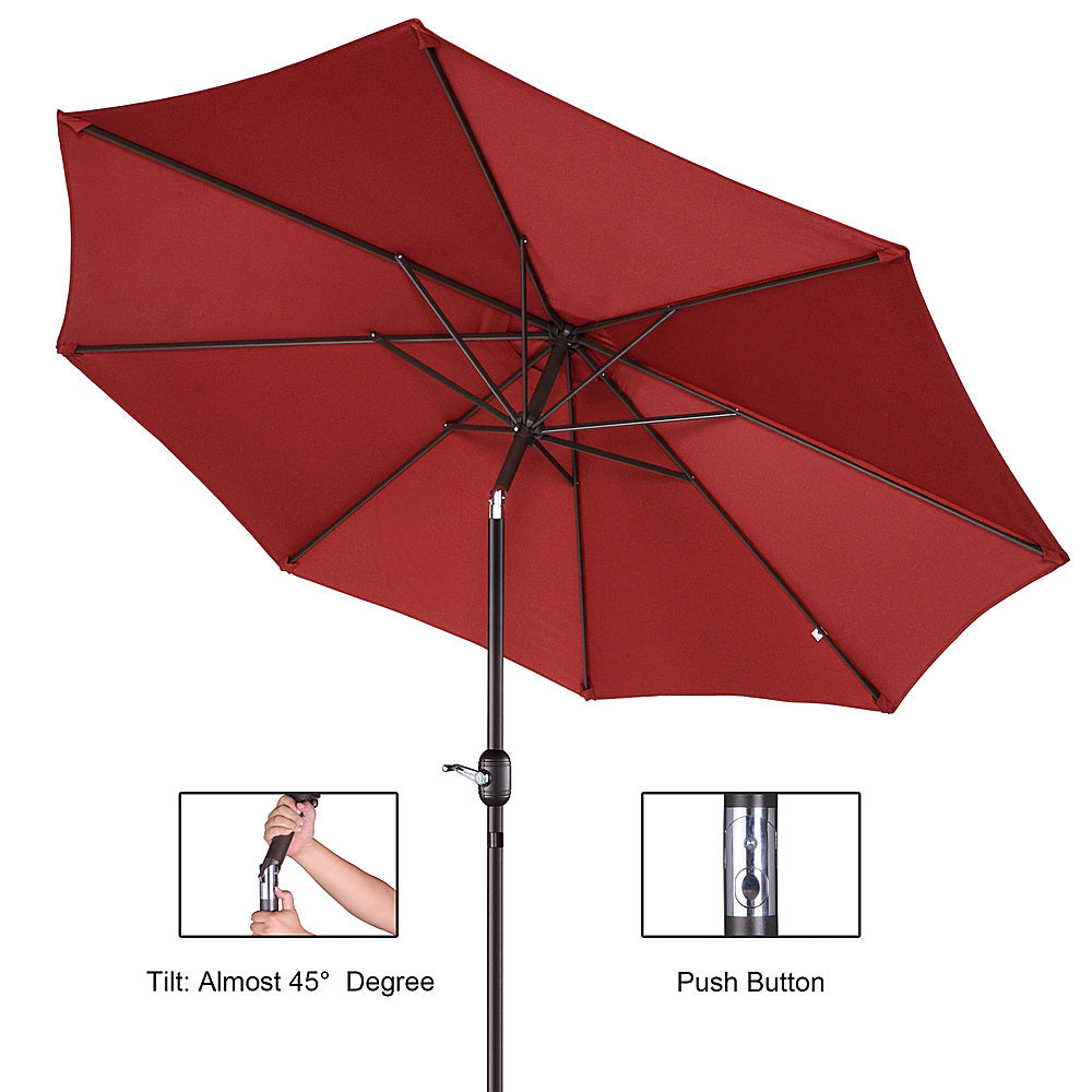 Nature Spring - 9-Foot Outdoor Patio Umbrella with Push Button Tilt - Red_5