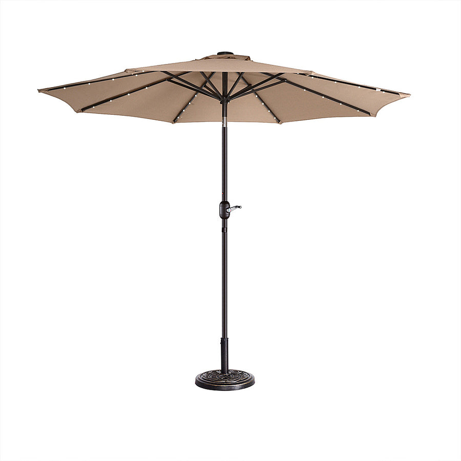 Nature Spring - 9-Foot LED Lighted Patio Umbrella with Push Button Tilt - Beige_0