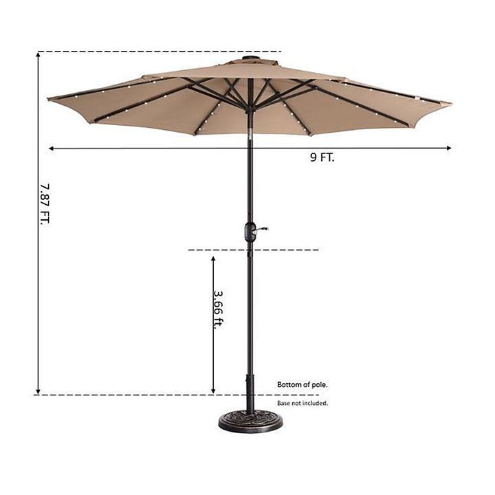 Nature Spring - 9-Foot LED Lighted Patio Umbrella with Push Button Tilt - Beige_7