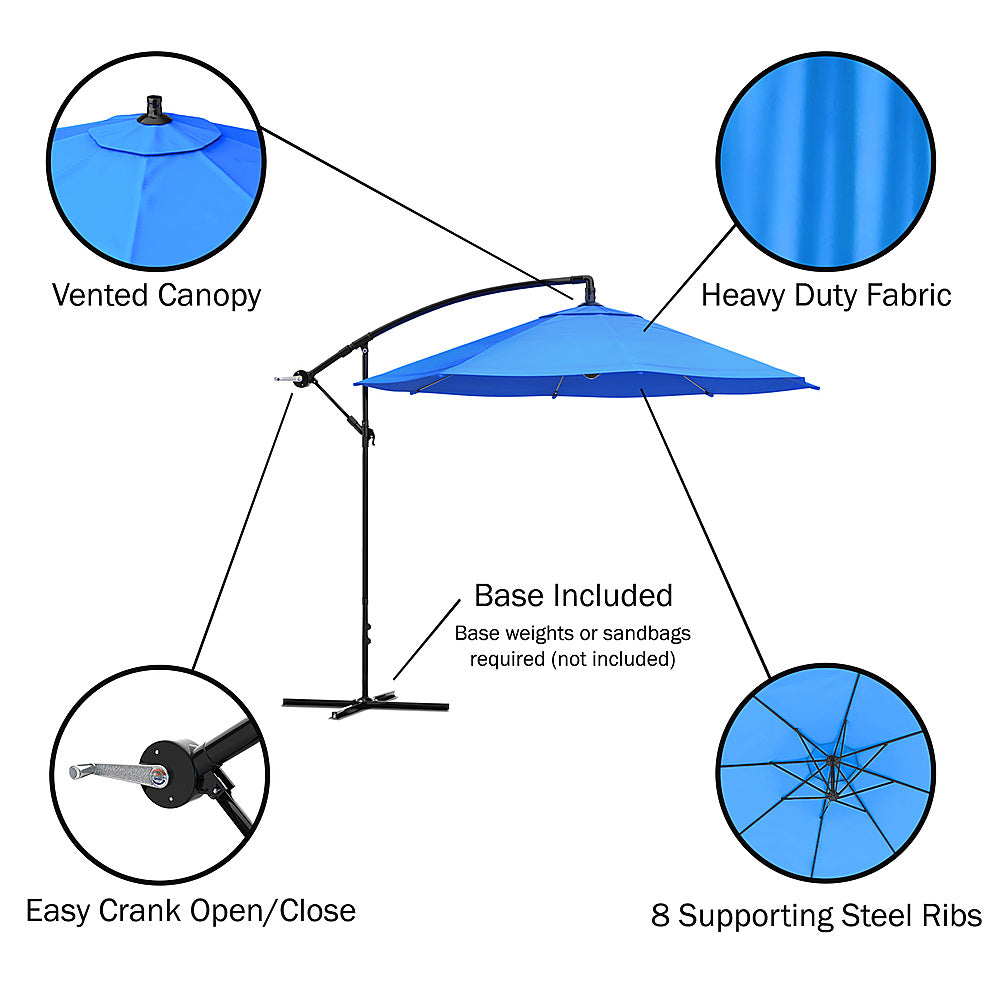 Nature Spring - 10-Foot Offset Patio Umbrella with Easy Crank - Brilliant Blue_3