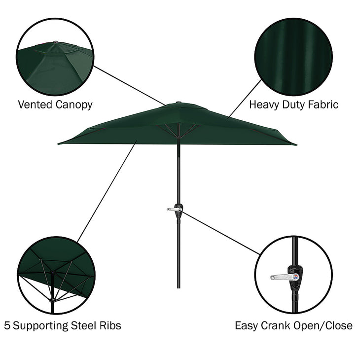 Nature Spring - 9-Foot Half Round Patio Umbrella with Easy Crank - Hunter Green_4
