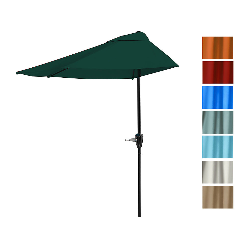 Nature Spring - 9-Foot Half Round Patio Umbrella with Easy Crank - Hunter Green_3