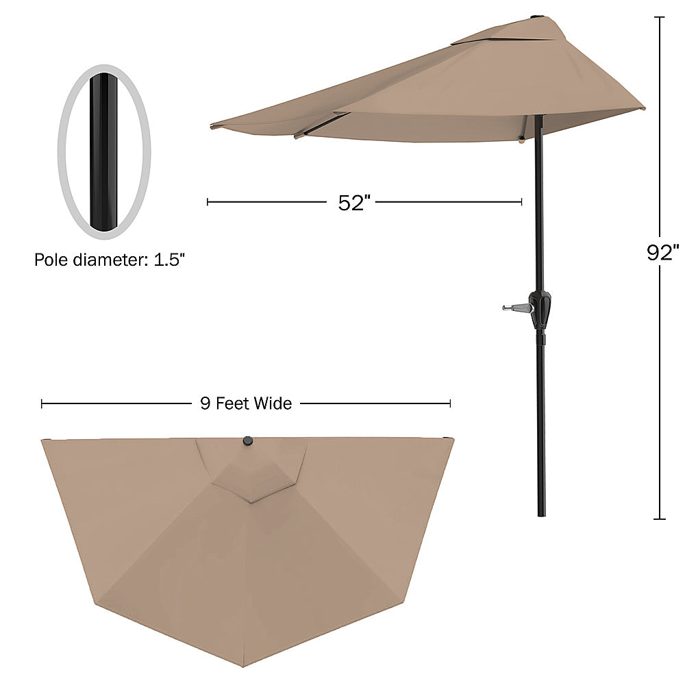 Nature Spring - 9-Foot Half Round Patio Umbrella with Easy Crank - Sand_6
