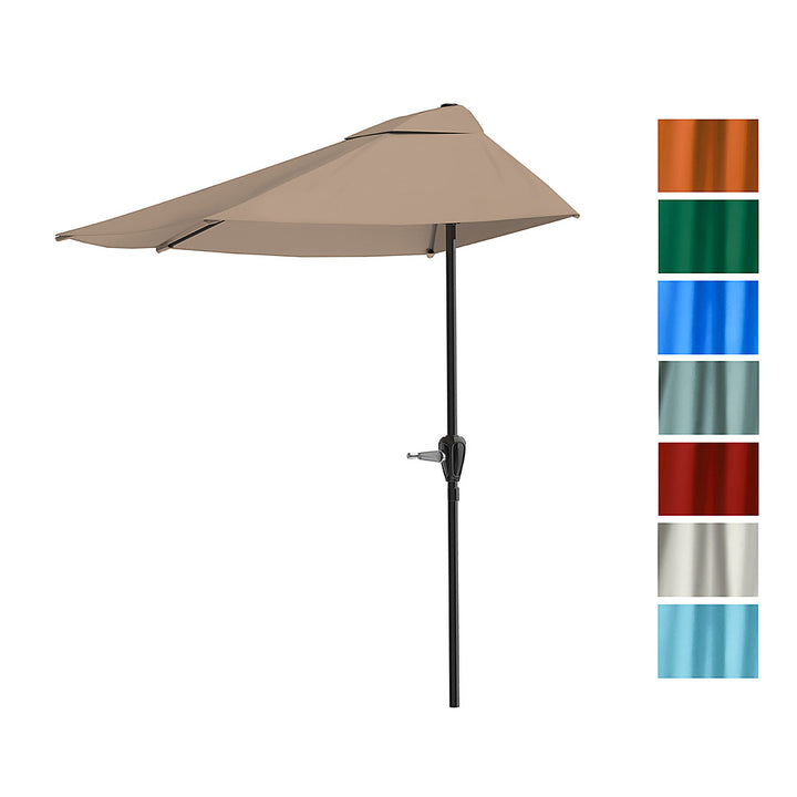 Nature Spring - 9-Foot Half Round Patio Umbrella with Easy Crank - Sand_3