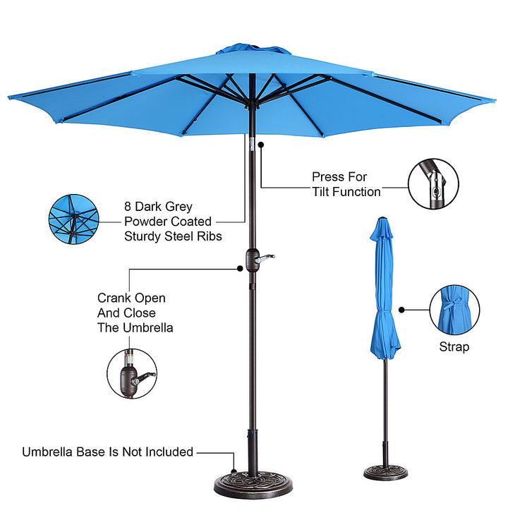 Nature Spring - 9-Foot Patio Umbrella with Push Button Tilt - Blue_5