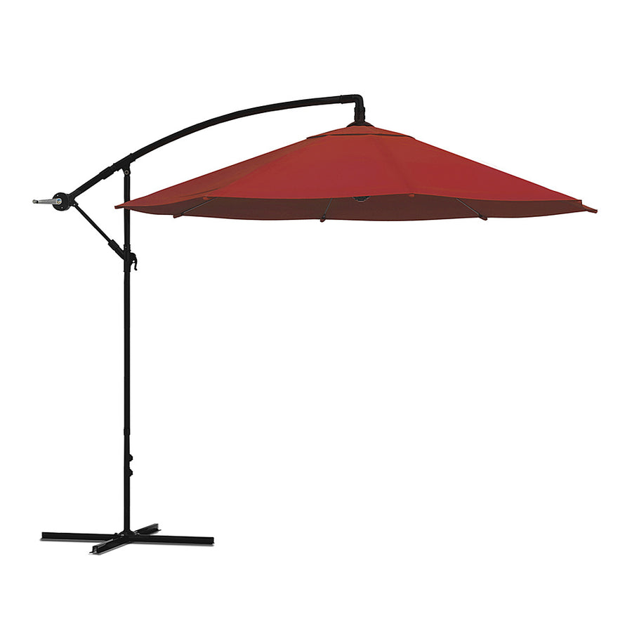 Nature Spring - 10-Foot Offset Cantilever Patio Umbrella with Easy Crank - Red_0
