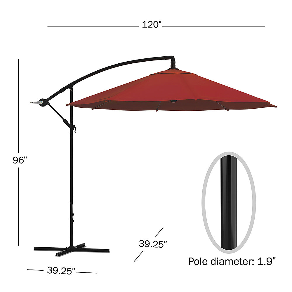 Nature Spring - 10-Foot Offset Cantilever Patio Umbrella with Easy Crank - Red_5