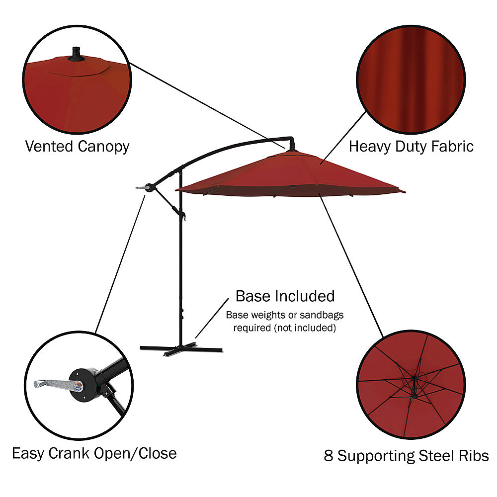 Nature Spring - 10-Foot Offset Cantilever Patio Umbrella with Easy Crank - Red_3
