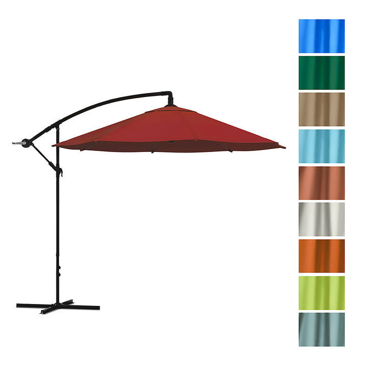 Nature Spring - 10-Foot Offset Cantilever Patio Umbrella with Easy Crank - Red_4