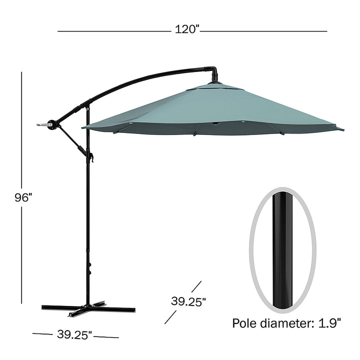Nature Spring - 10-Foot Cantilever Hanging Offset Patio Umbrella with Easy Crank - Dusty Green_5