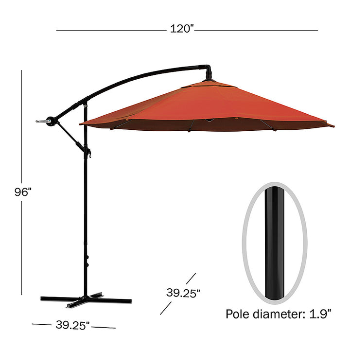 Nature Spring - 10-Foot Cantilever Hanging Offset Patio Umbrella with Easy Crank - Orange_5