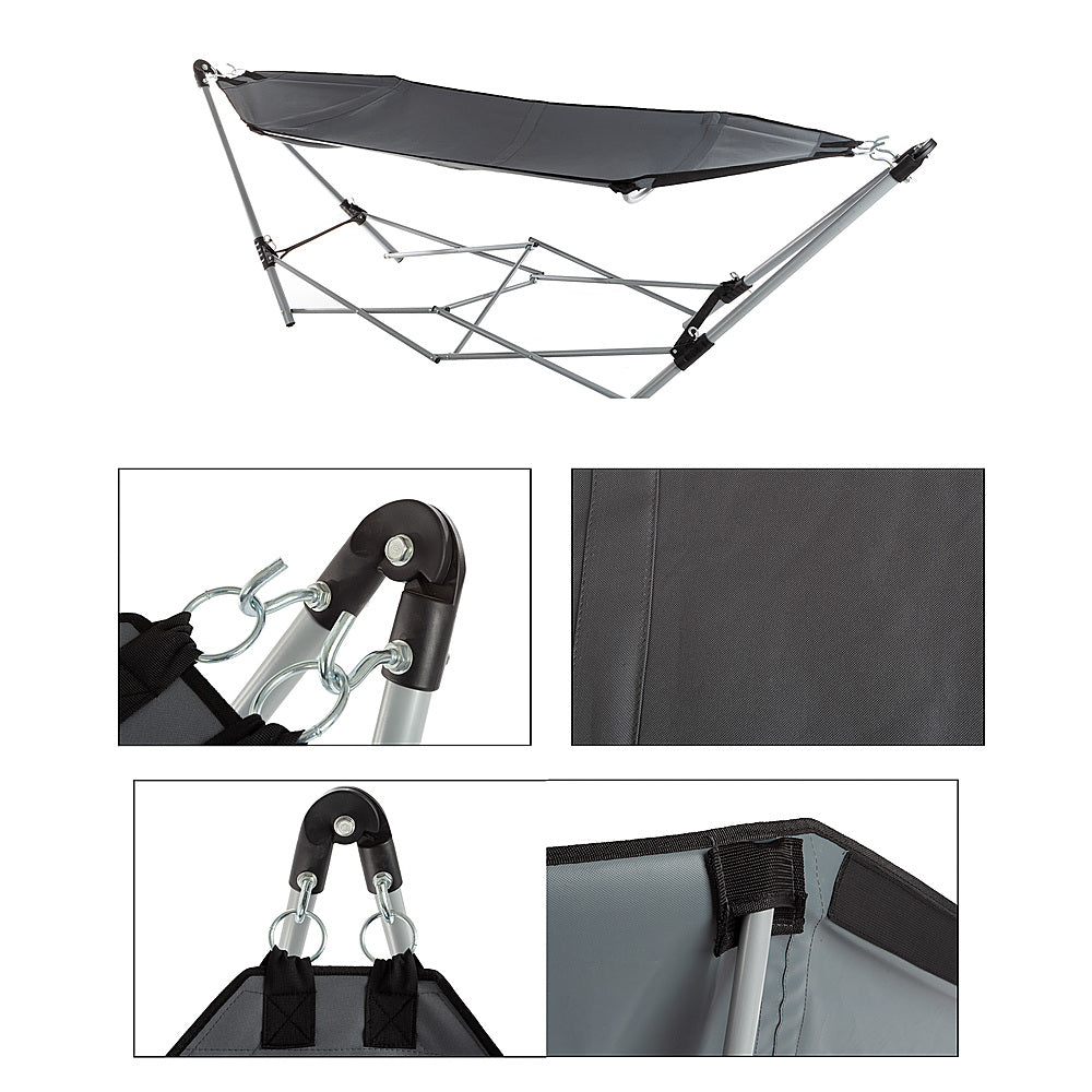 Hastings Home - Portable Hammock with Stand and Carrying Bag - Gray_2