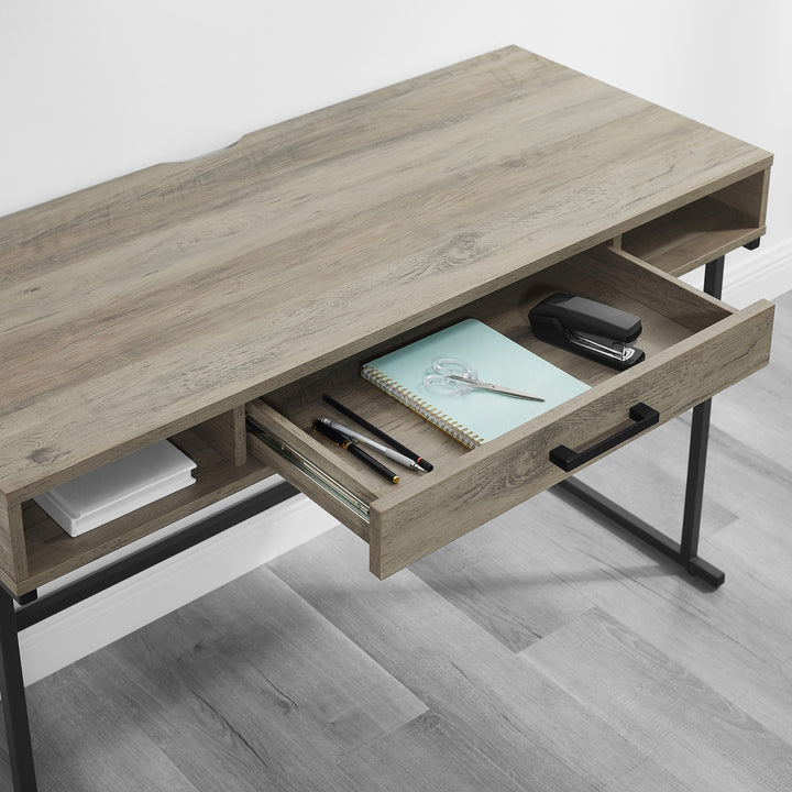 Insignia™ - Computer Desk with Drawer – 47" Wide - Dark Wood_2