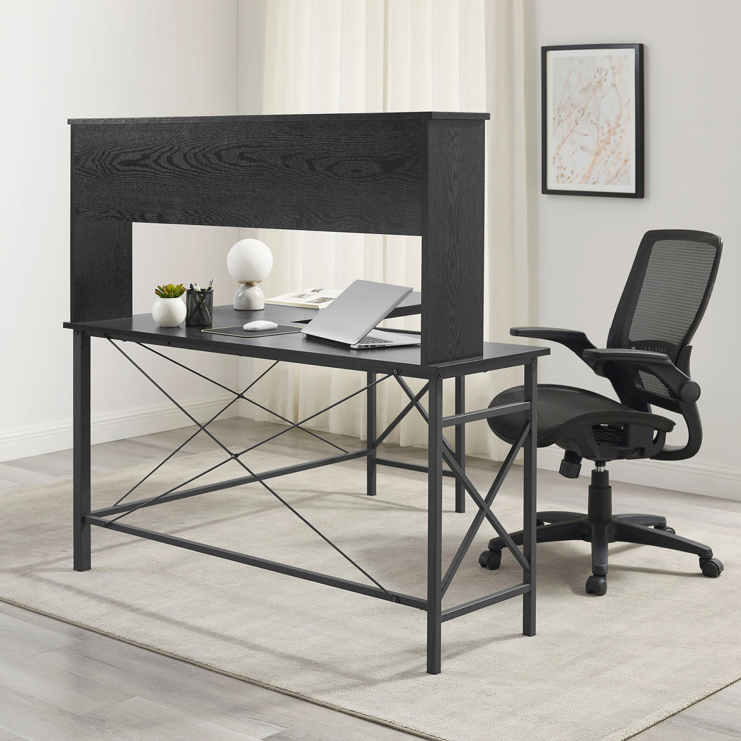 Insignia™ - L-Shaped Computer Desk with Hutch - Black_6