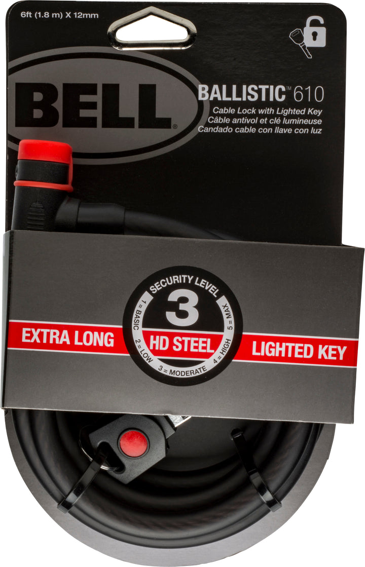 Bell - Ballistic 610 Cable Lock with Lighted Key - Black_0