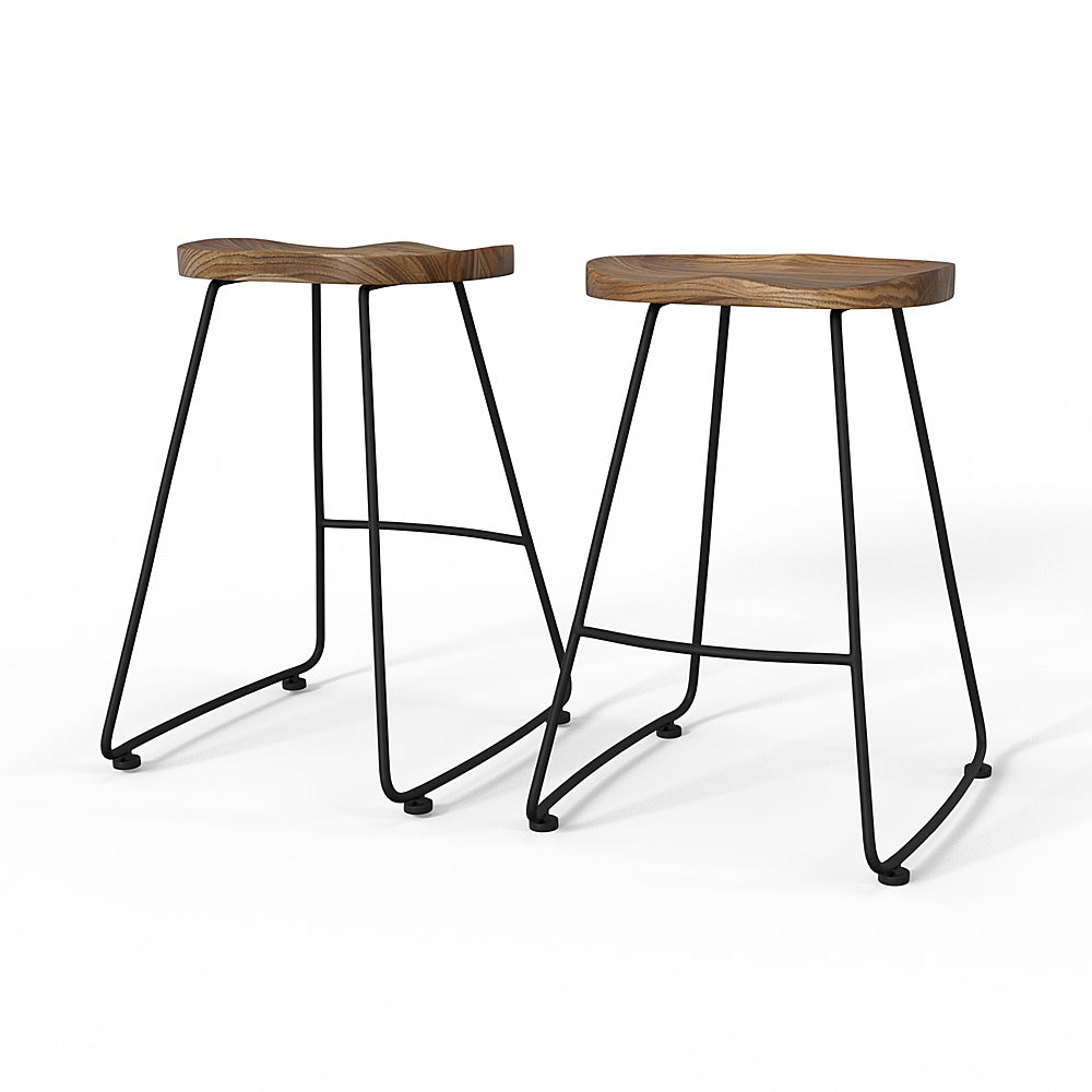 Simpli Home - Amberly Saddle Counter Height Stool (Set of 2) - Natural/Black_1