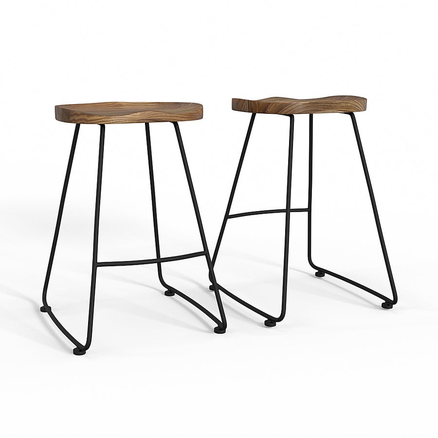 Simpli Home - Amberly Saddle Counter Height Stool (Set of 2) - Natural/Black_0