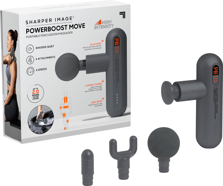 SHARPER IMAGE Powerboost Move Deep Tissue Travel Percussion Massager - Grey_0