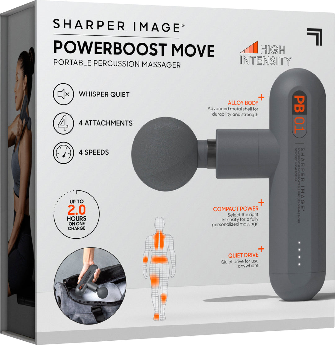 SHARPER IMAGE Powerboost Move Deep Tissue Travel Percussion Massager - Grey_3