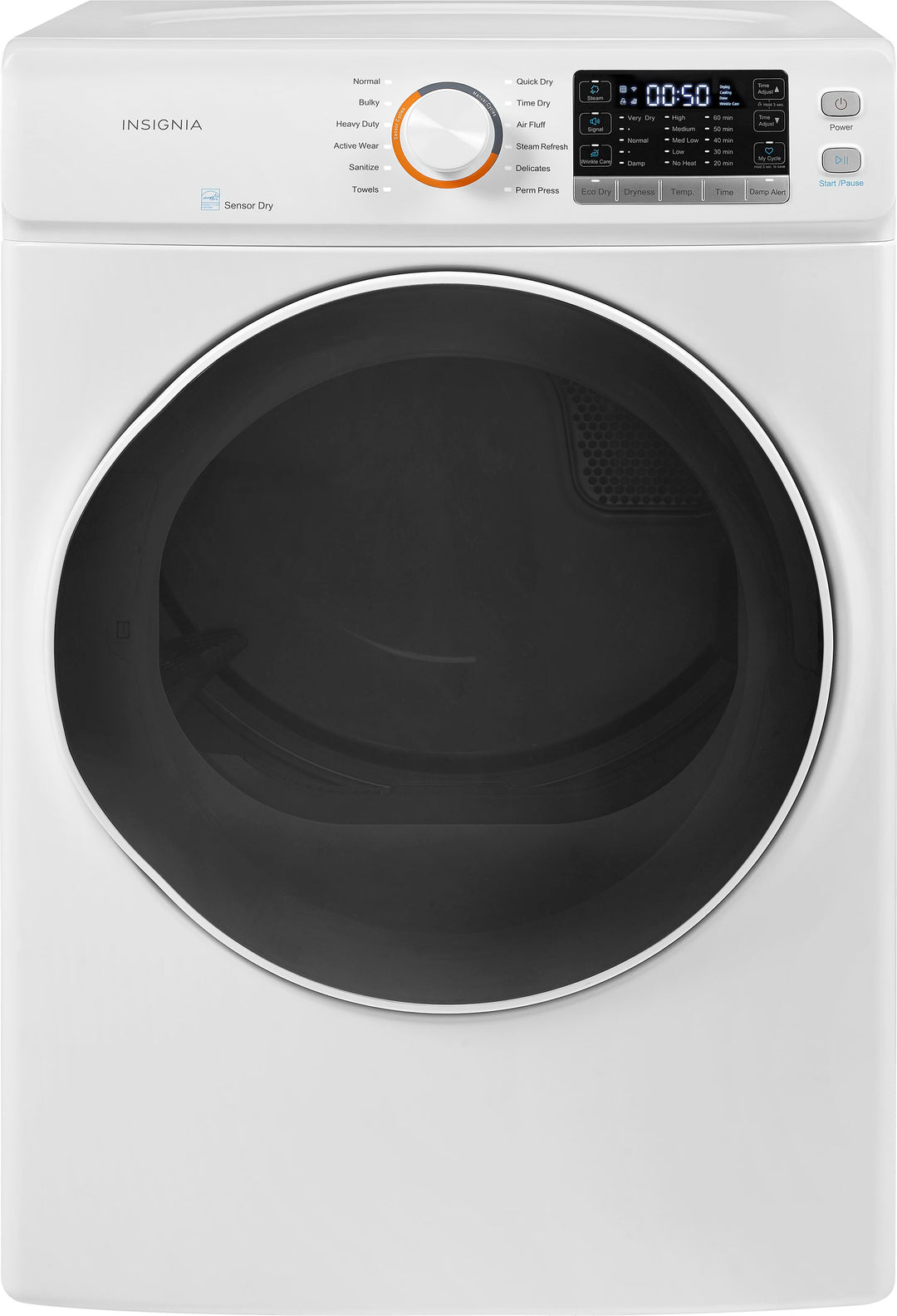 Insignia™ - 8.0 Cu. Ft. Electric Dryer with Steam and Sensor Dry - White_0