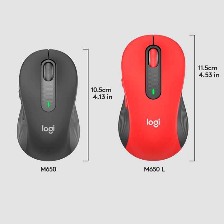 Logitech - Signature M650 L Full-size Wireless Scroll Mouse with Silent Clicks - Red_4