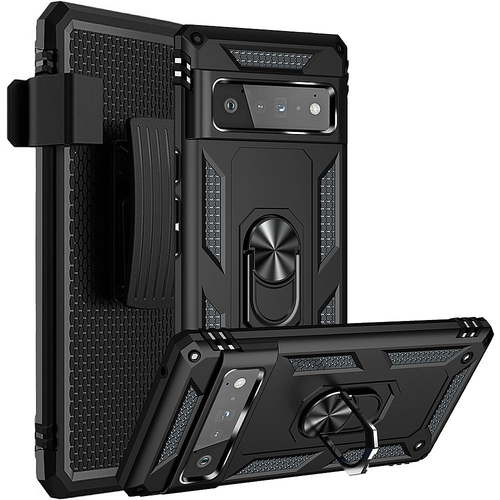 SaharaCase - Kickstand with Belt Clip Case for Google Pixel 6 Pro - Black_5