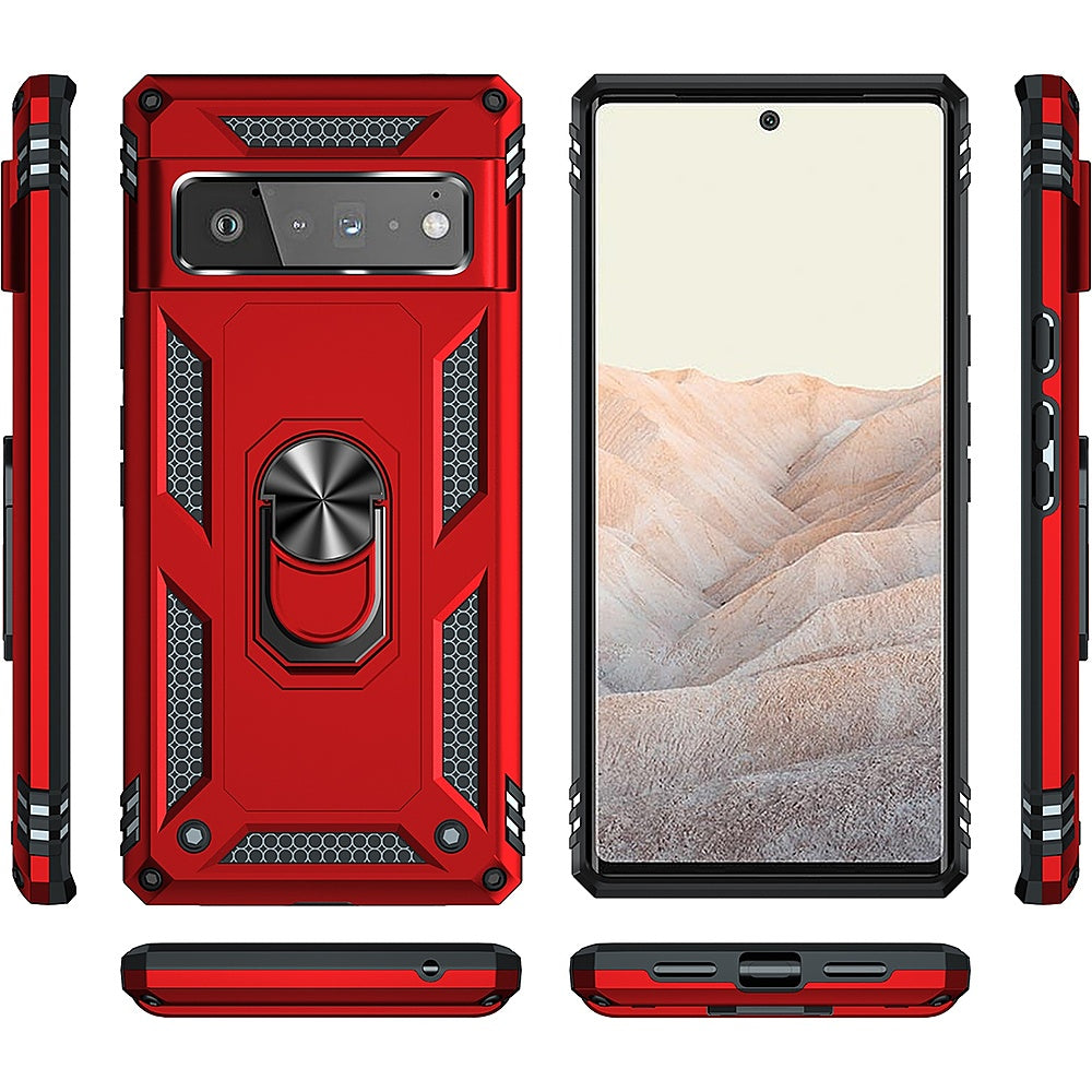 SaharaCase - Kickstand with Belt Clip Case for Google Pixel 6 Pro - Red_6