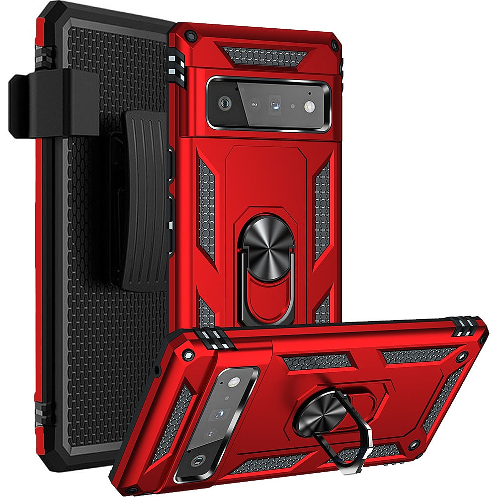 SaharaCase - Kickstand with Belt Clip Case for Google Pixel 6 Pro - Red_5