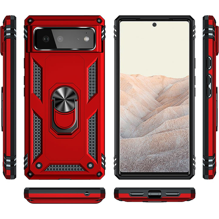 SaharaCase - Kickstand with Belt Clip Case for Google Pixel 6 - Red_5