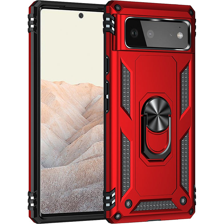 SaharaCase - Kickstand with Belt Clip Case for Google Pixel 6 - Red_4